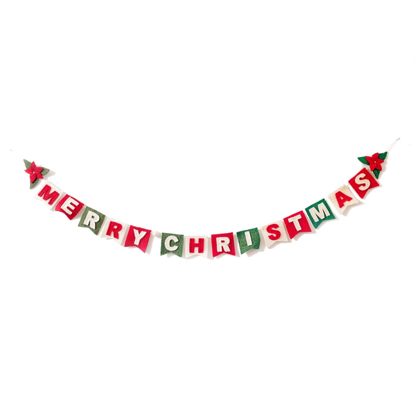 A merry christmas design garland displayed against a white background