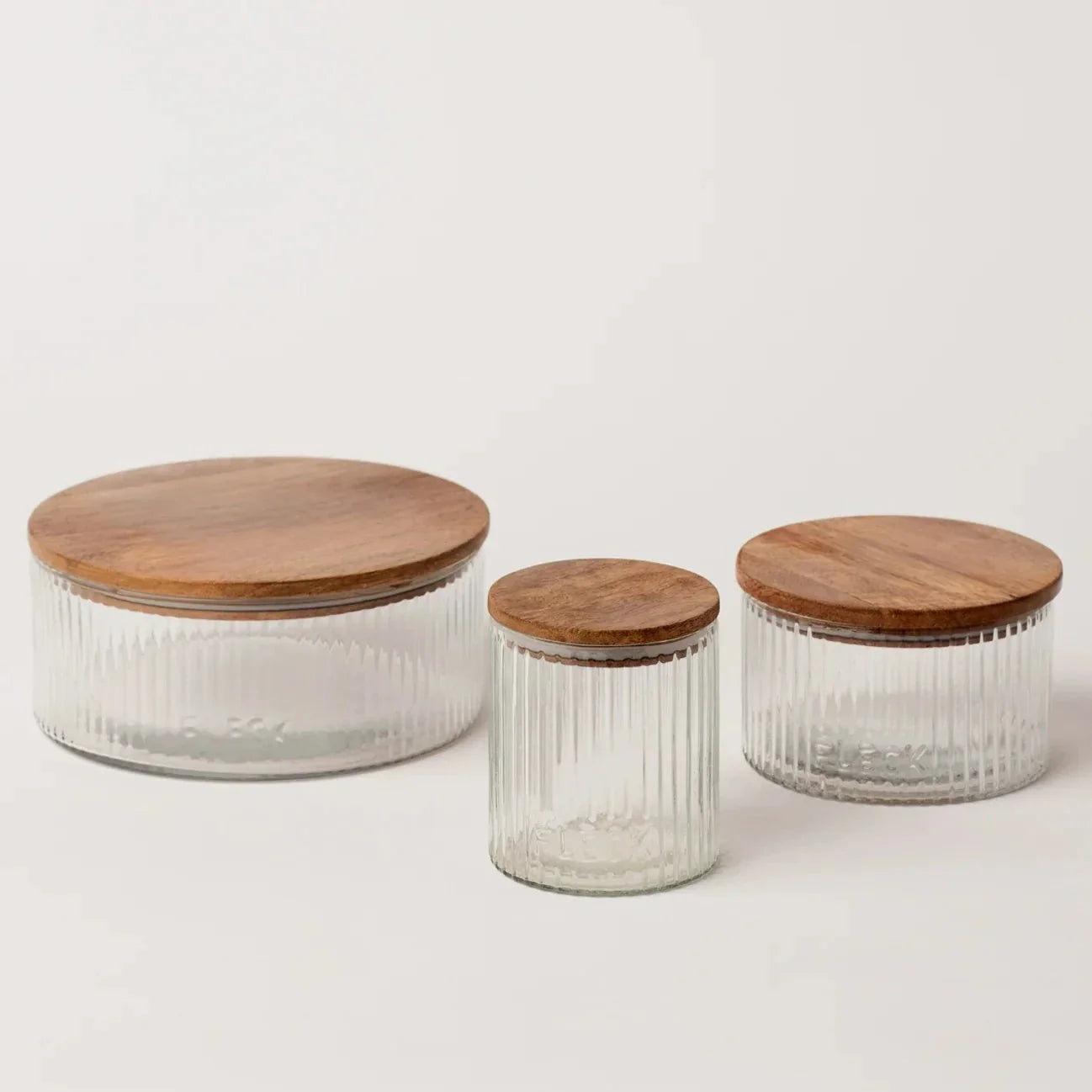 Fluted Glass Storage Jars - Set of 3