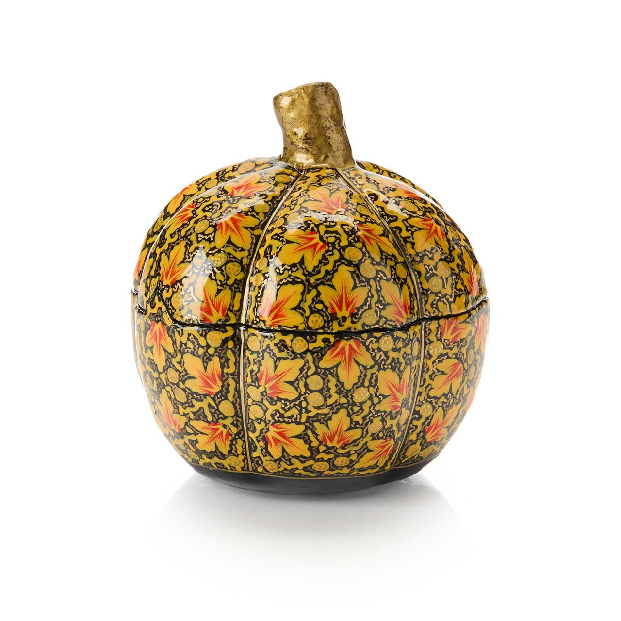 Golden Foliage Papier-Mâché Pumpkin Box