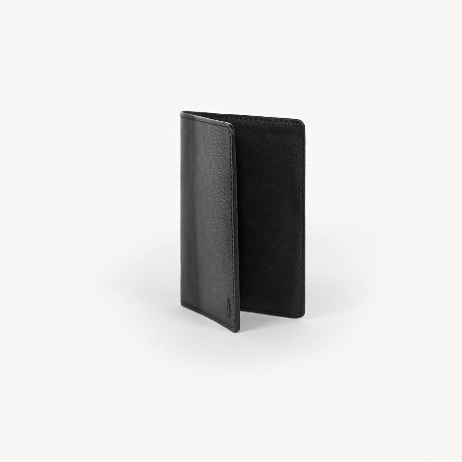 Black leather wallet on a white background