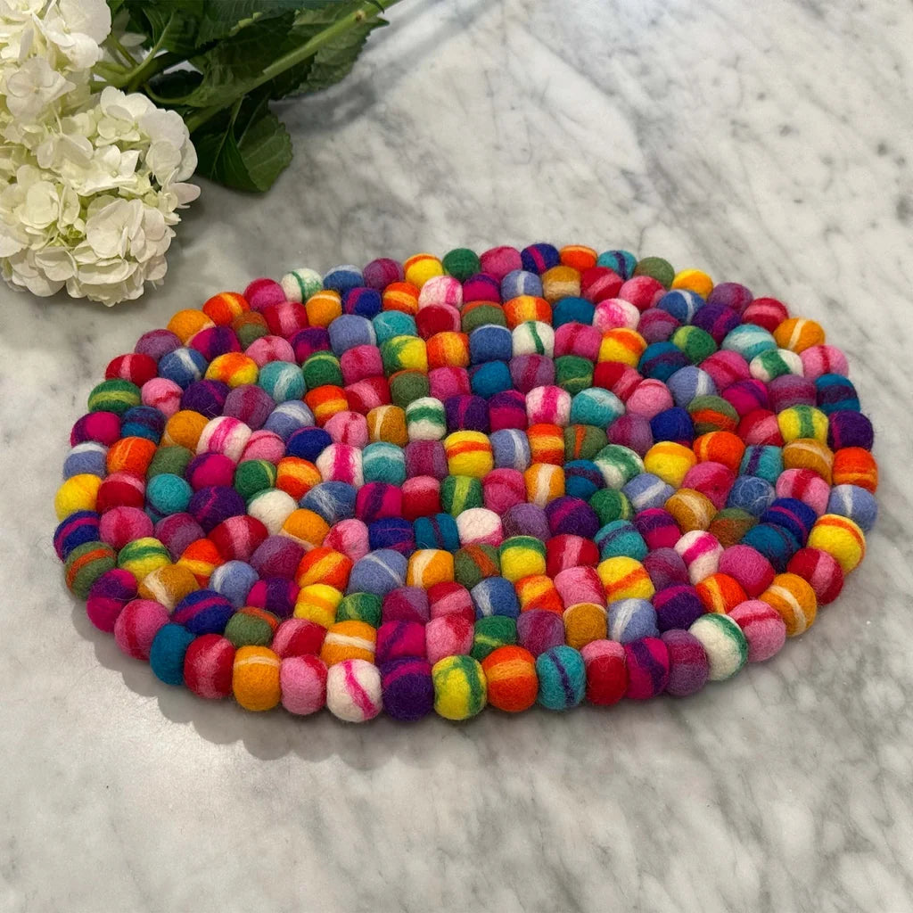 Felt Casserole Trivet - Rainbow Tie Dye