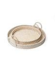 Round Rattan Tray - White