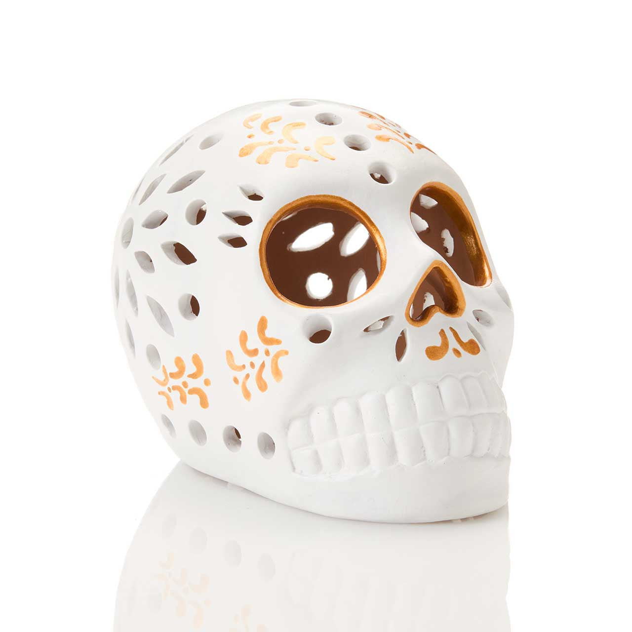 Day of the Dead Clay Skull Lantern
