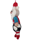 Coach Claus Soccer Felt Christmas Ornament