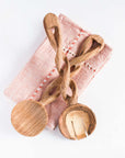 Olive Wood Spiral Salad Servers