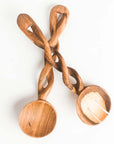 Olive Wood Spiral Salad Servers