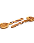 Olive Wood Spiral Salad Servers