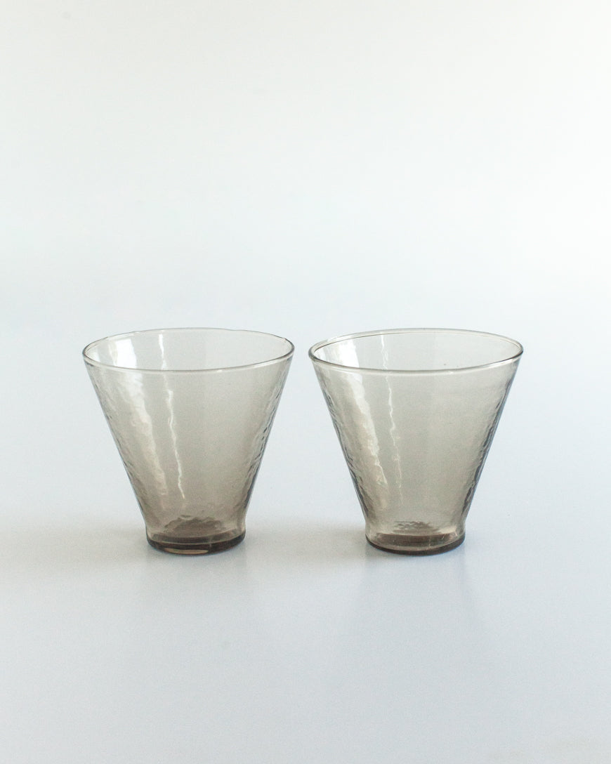 Handblown Hammered Funneled Glasses - Set of 2
