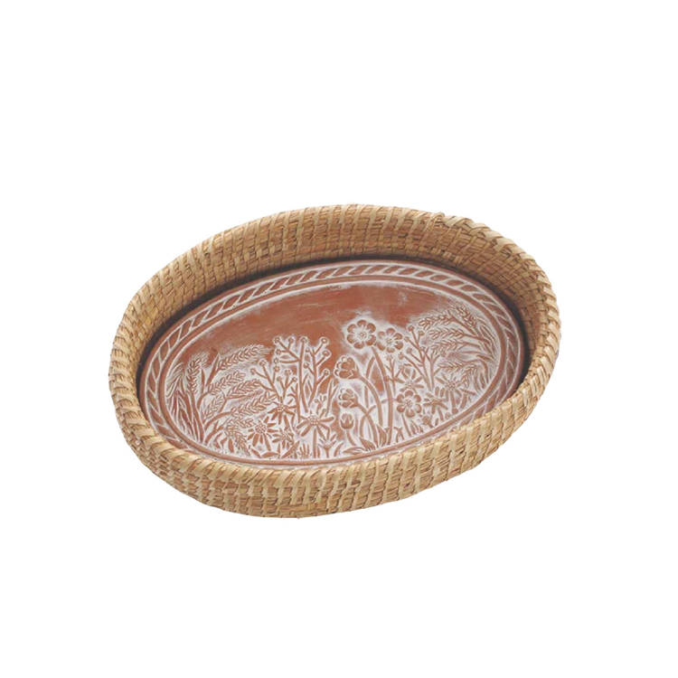 Bread Basket with Spring Meadow Design Terracotta Bread Warmer