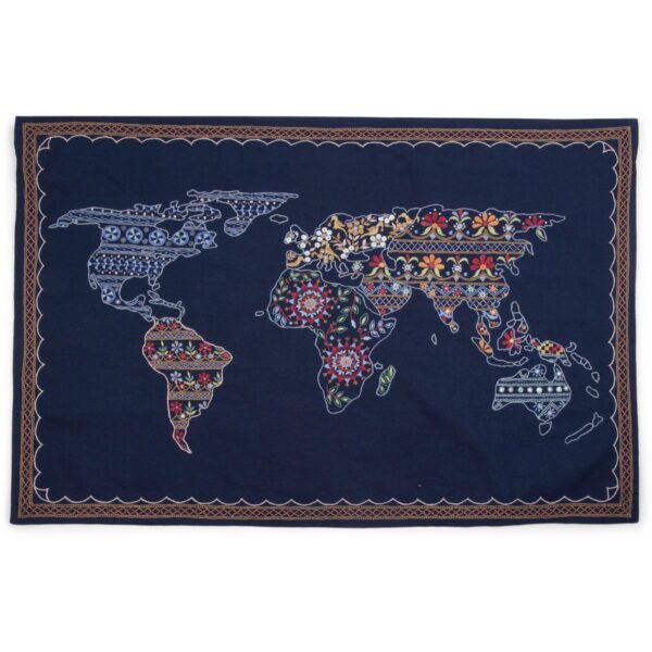 Wonderful World Wall Hanging Map with 42&quot; Bamboo Textile Hanger