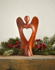 Wood Carved Heart Shaped Angel