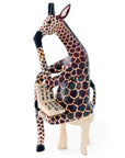 Wooden Reading Giraffe Sculpture