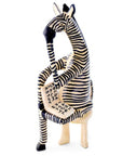 Wooden Reading Zebra Sculpture