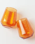 Handblown Hammered Amber Drinking Glass - Set of 4