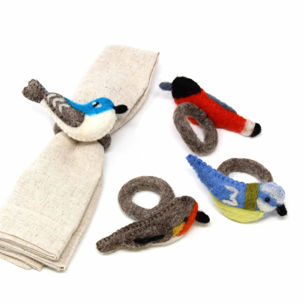 Bird Felt Napkin Rings - Set of 4