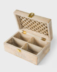 Mango Wood Trellis Keepsake Box with Compartments