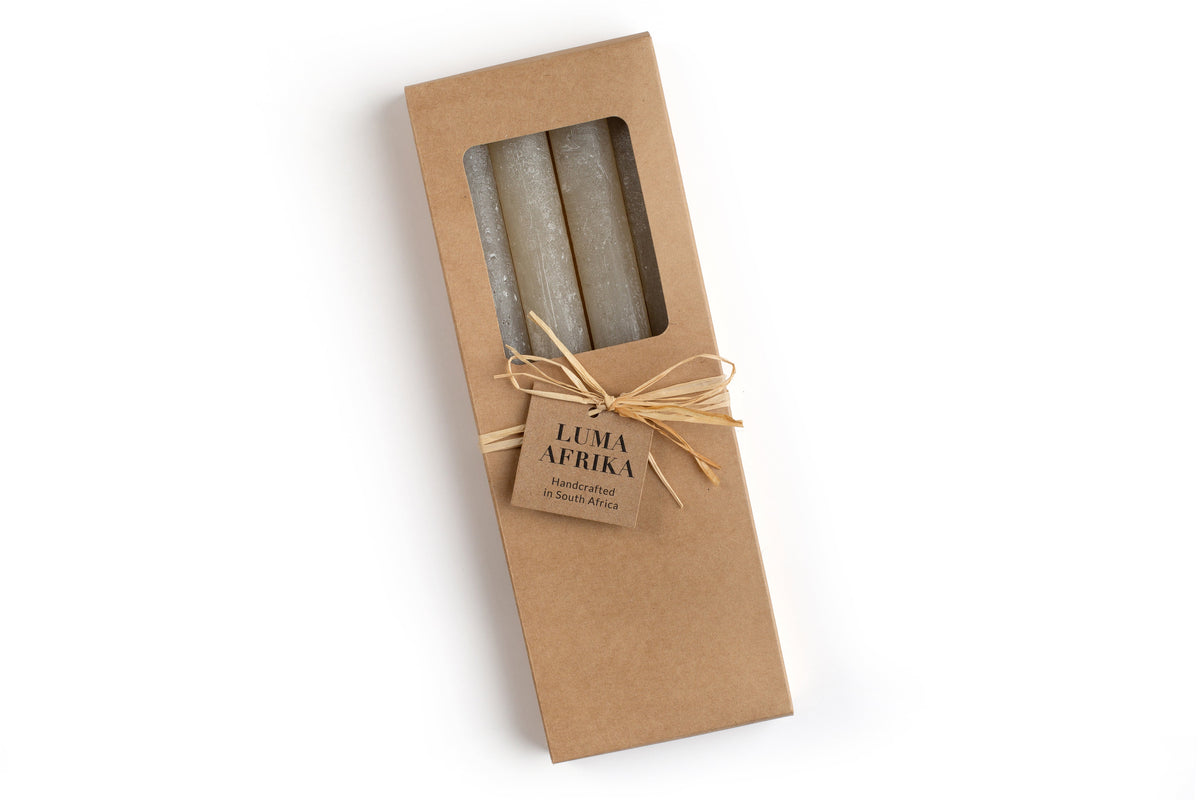 Luma Afrika Frosted Taper Candles – Sand, Set of 4