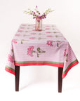Pink Hydrangea Blockprint Tablecloth