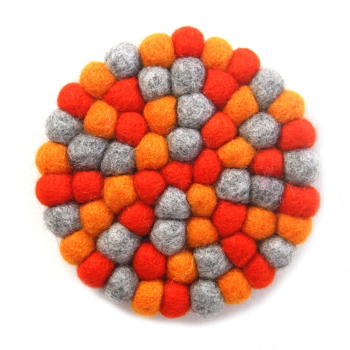 Orange Chakra Felt Ball Trivet