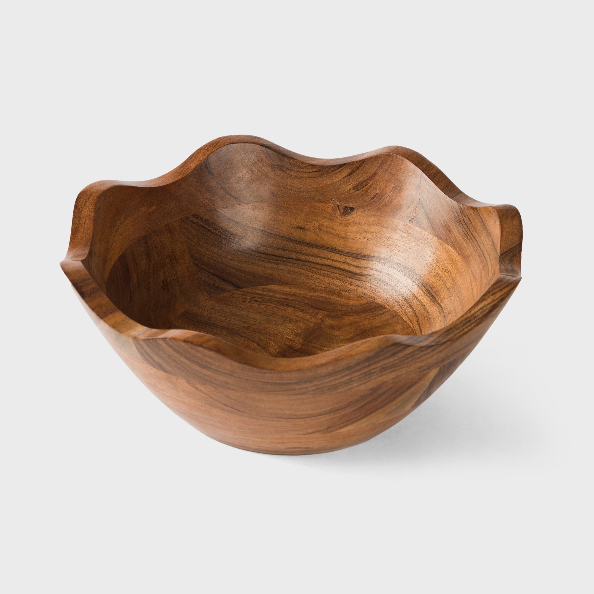 Acacia Wood Scallop Bowl