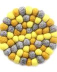Yellow Chakra Felt Ball Trivet