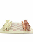 Hand Carved Soapstone Animal Chess Set - 15" Board - Smolart