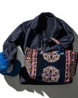 Navy Blue Rug Fabric Carpet Bag