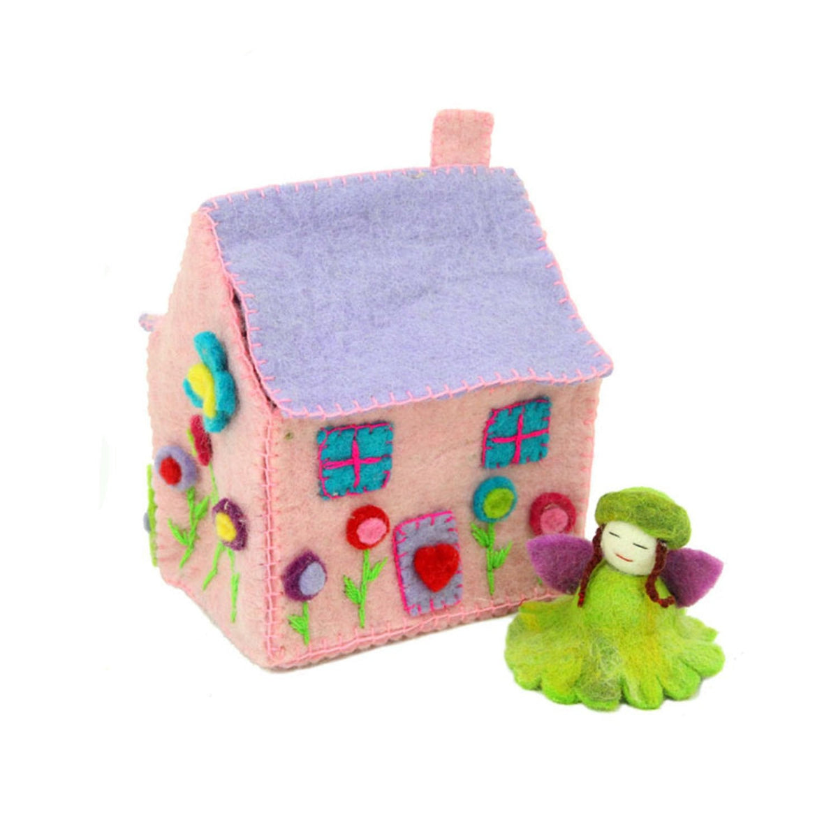 Tiny Felt Dream House with Flower Fairy