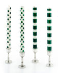 Green Dots & Stripes Taper Candles - Set of 4