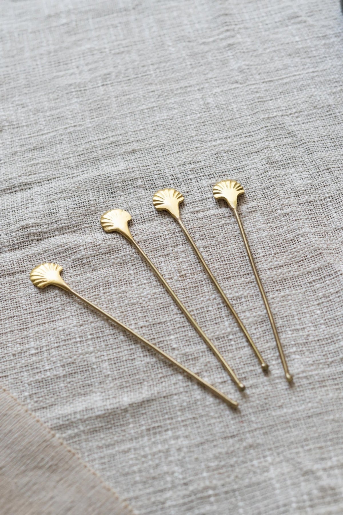 Large Brass Seashell Stirrers - Set of 4