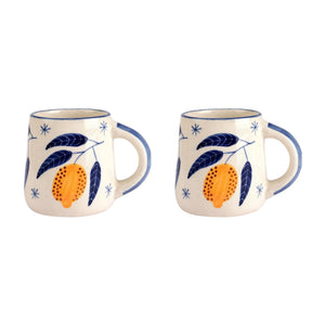 Lemon Stoneware Coffee Mugs - Set of 2
