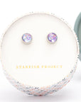 Lora Lavender Silver Stud Earrings