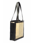 Tall Rattan & Leather Tote Bag