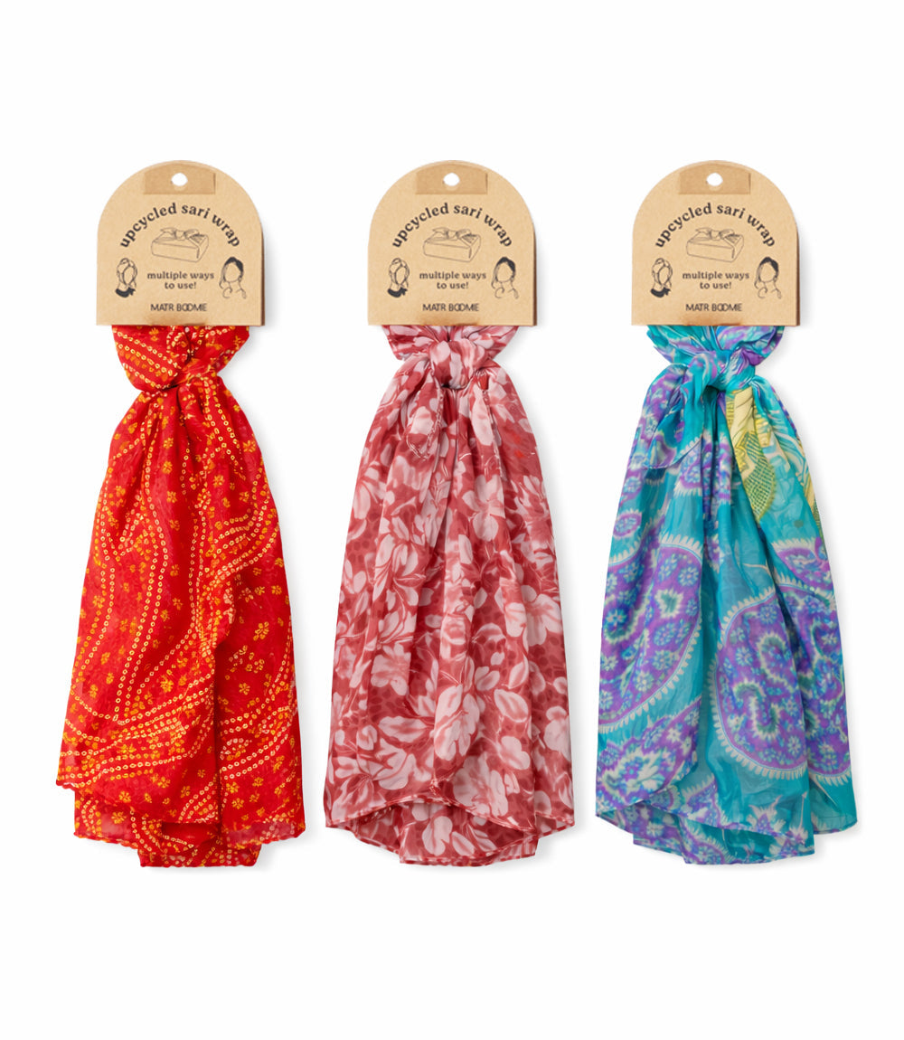 Upcycled Sari Gift Wrap &amp; Scarf