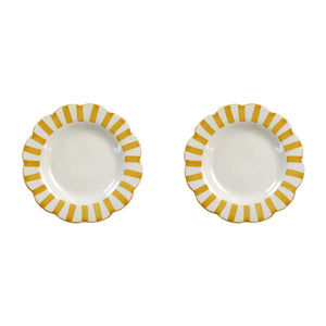 Yellow Stripe Ceramic Salad Plates - Set of 2