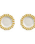 Yellow Stripe Ceramic Salad Plates - Set of 2
