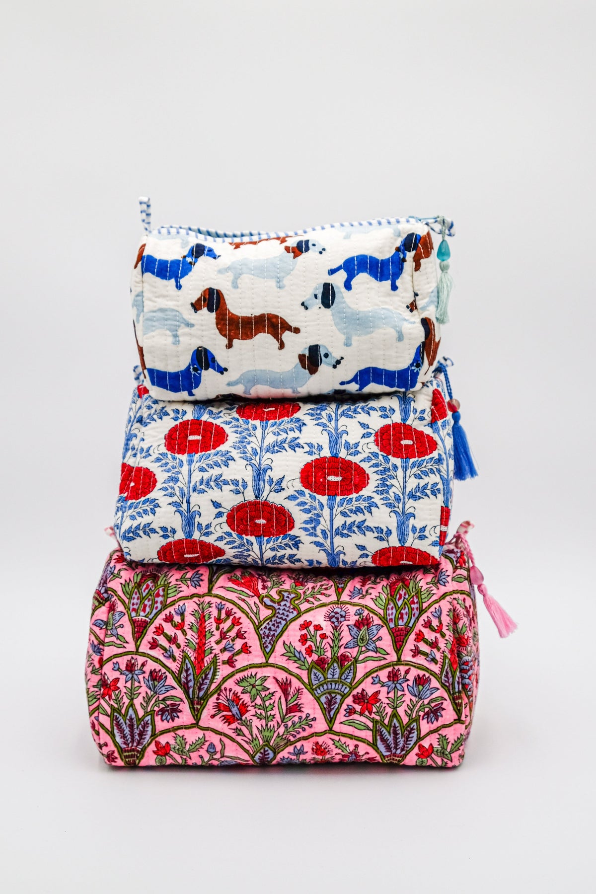 Pink Arch Hand-Block-Printed Toiletry Bag