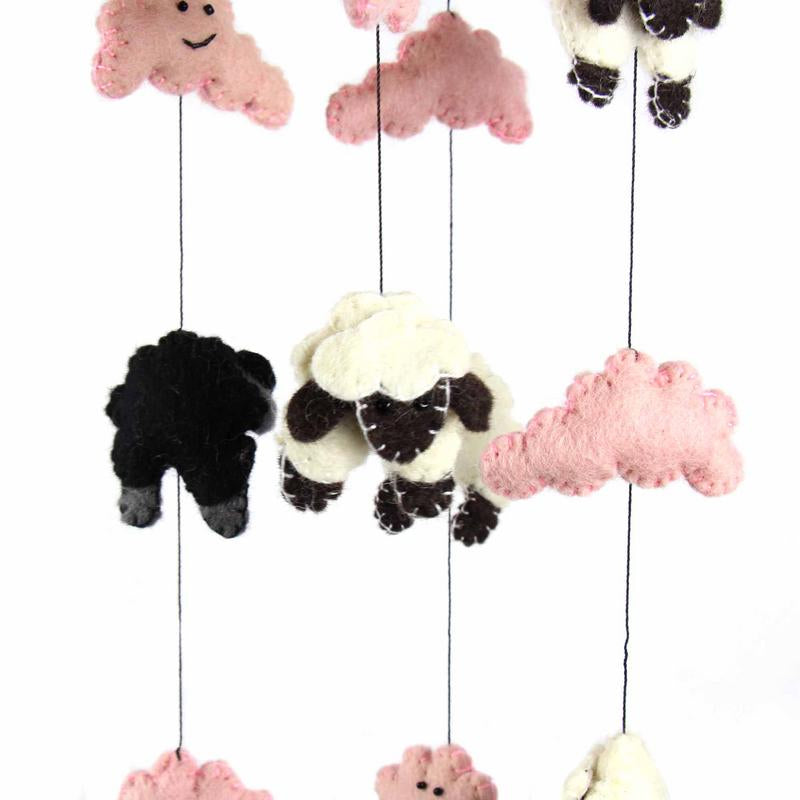 Pink Counting Sheep Felt Mobile