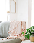 Stone Washed Linen Throw Blanket - Blush