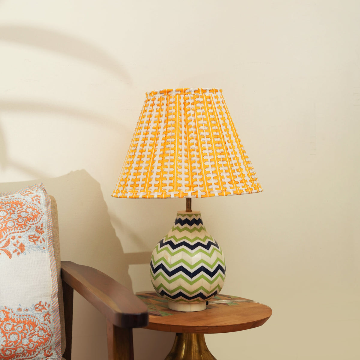 Meadow Striped Handblocked Lamp Shade