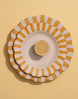 Yellow Stripe Ceramic Salad Plates - Set of 4