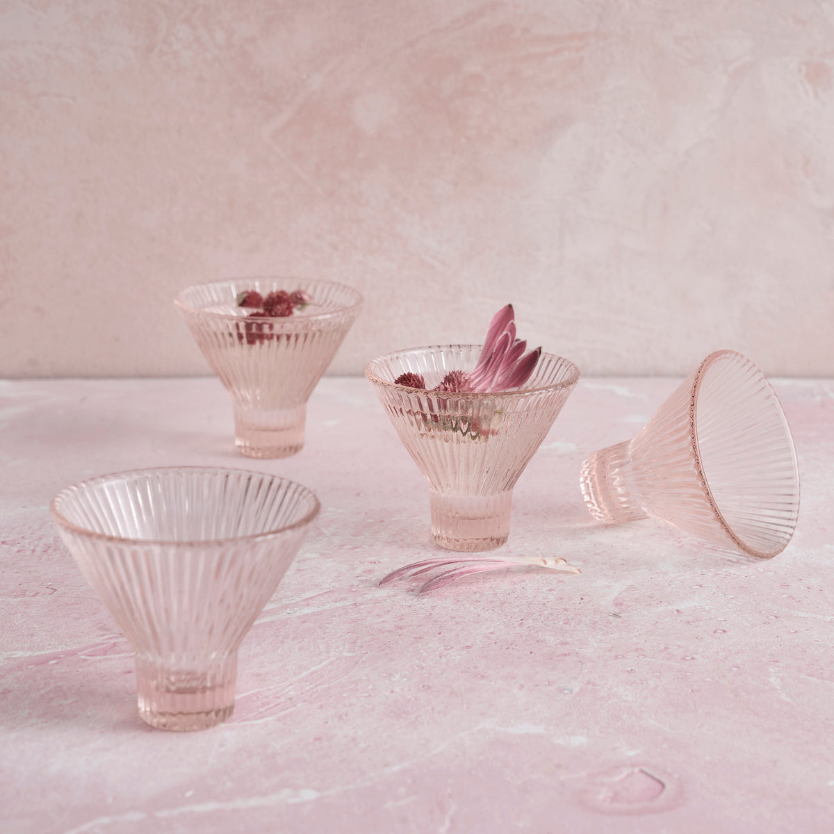 Pressed Pink Martini Glasses - Set of 4