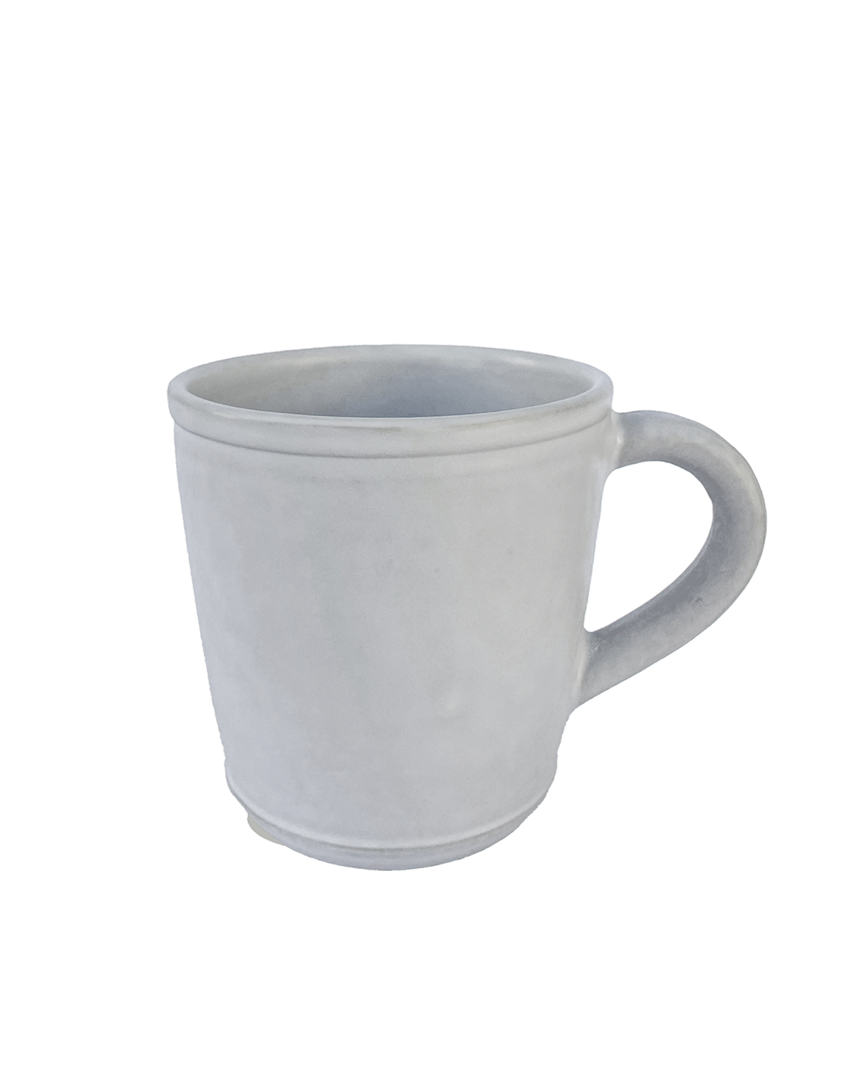 White ceramic mug on a white background