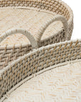 Round Rattan Tray - White