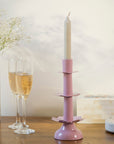 Lotus Bloom Tapered Pink Candleholders