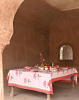 Pink Hydrangea Blockprint Tablecloth