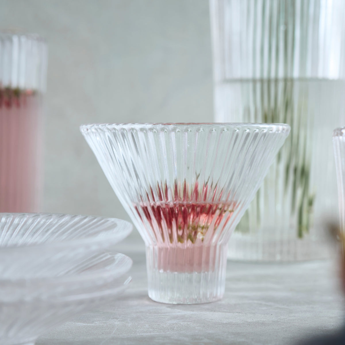 Pressed Clear Martini Glasses - Set of 4