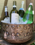 Large Hammered Metal Container with Round Handles - Croix des Bouquets