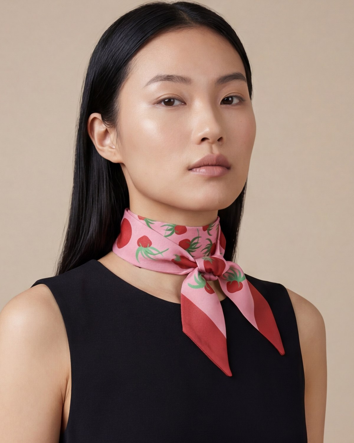 Tomatoes Silk Twilly Ribbon Scarf