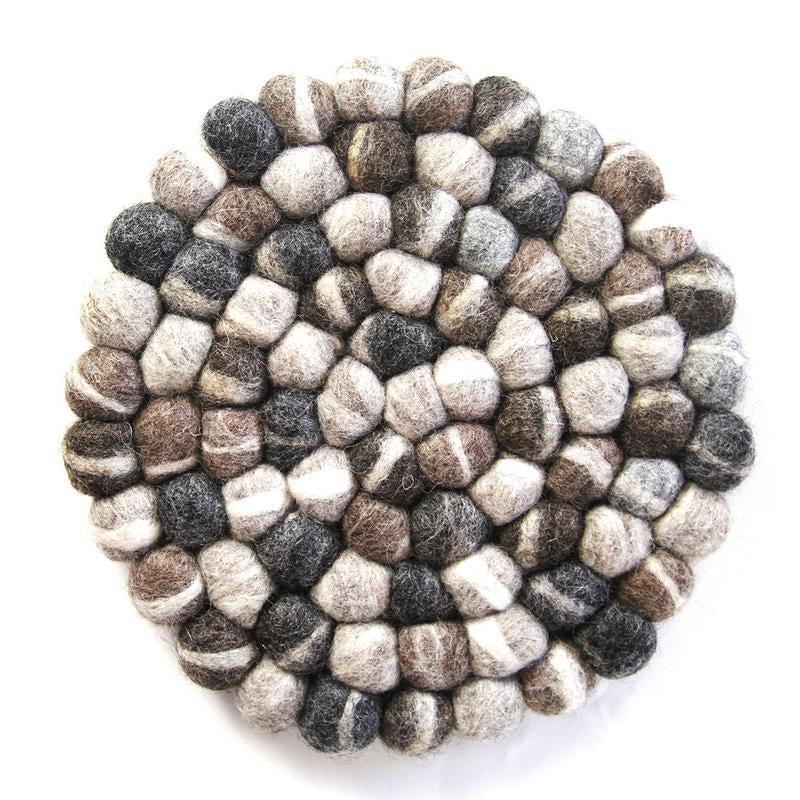 Gray Tie-Dye Felt Ball Coasters — Set of 4